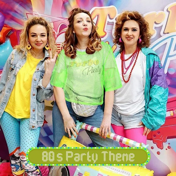 80-luvun Neon Party -asusetin asustetarvikkeet, 1980-luvun retro-teemajuhlien koristeluasu naisille tytöille B B B 1PCS