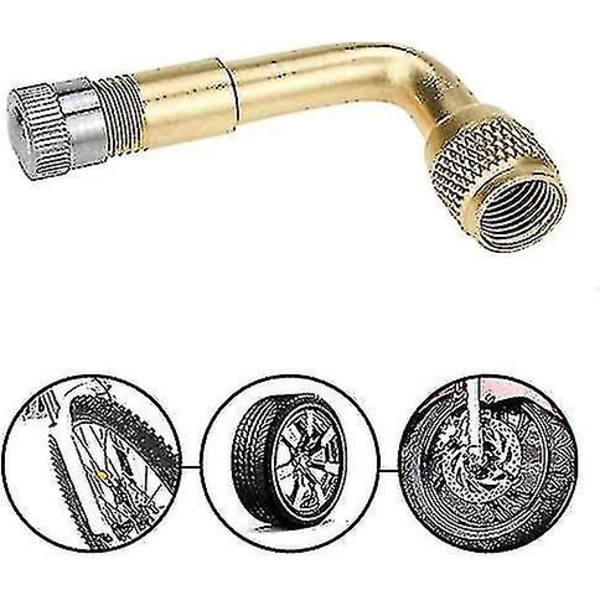 2-pack Universal Däckventilförlängning, 90 Grader Däck Schrader Ventilförlängning Mässing Adapter Kompatibel För Personbilar, Barnvagn, Cyklar, Mo