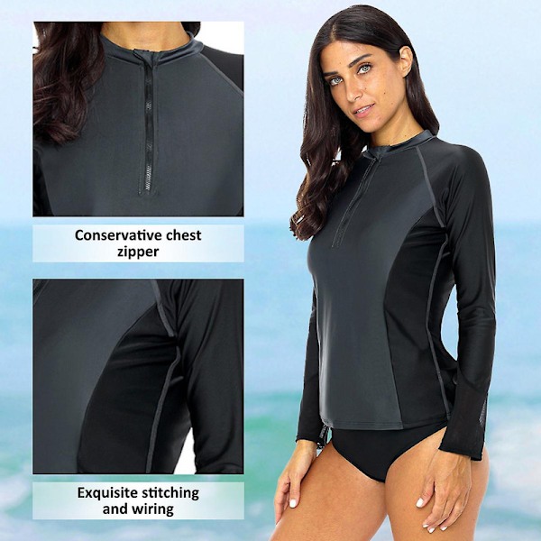 Naisten UV-suojaava pitkähihainen rash guard - uimapukutoppi L