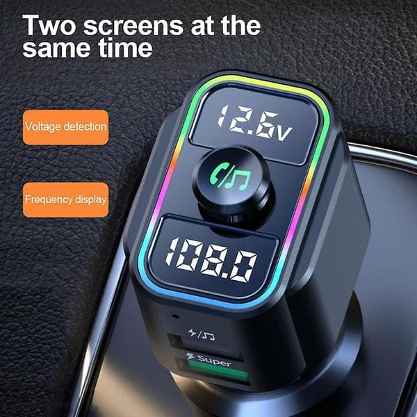 22.5W Super Hurtiglading FM-sender Bluetooth Bilstereo Handsfree MP3-spiller Dobbel USB Billader Bluetooth-adapter