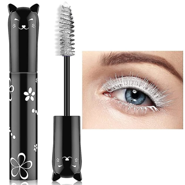 Fargerik mascara, vanntett langvarig tykk mascara/regnbuefarget 4d silkefibervippe sjarmerende mascara WHITE