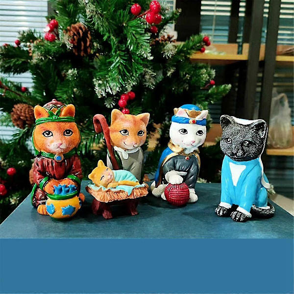 Katt-Julkrubba Inomhus Katt-Julkrubba Katt-Juldekoration Söt Katt