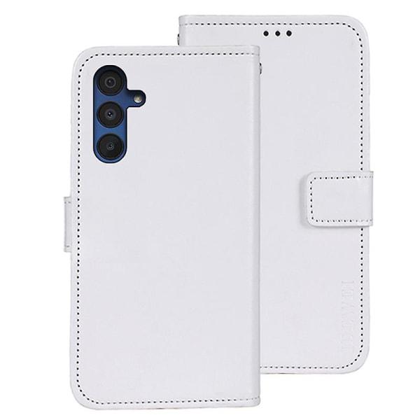 For Samsung Galaxy A15 5G Etui Crazy Horse Texture Lær Lommebok Deksel White