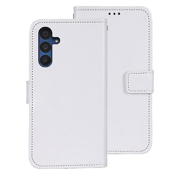 Samsung Galaxy A15 5G -kotelo, hullunhevosen tekstuurilla varustettu nahkainen lompakkokotelo White
