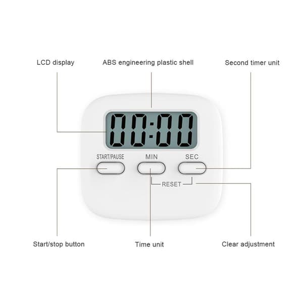 1 st LCD-skärm Kök Matlagning Bakning Timer Hemgym Student Timer Bakning Nedräkningstimer med magnet