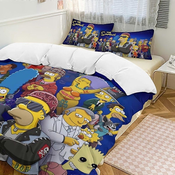 x240 The Simpsons 3-delt sengetøjssæt Varmt og behageligt blødt dynebetræk sengetøjssæt med 1 dynebetræk og 2 pudebetræk til soveværelse b240 135x200cm 53x78in
