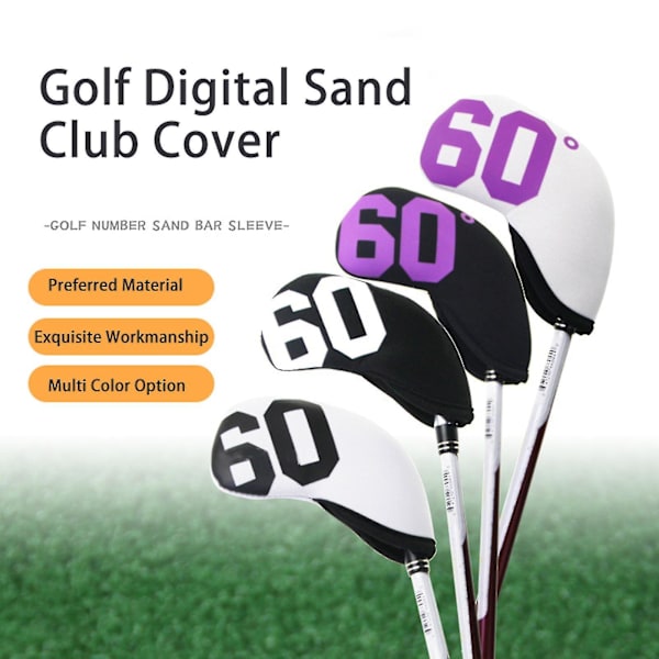 4/7 st golfjärnsklubbsöverdrag universellt dammskydd dykmaterial golf sand wedge skydd med nummer tryckt 48-60 grader golftillbehör_ahf White