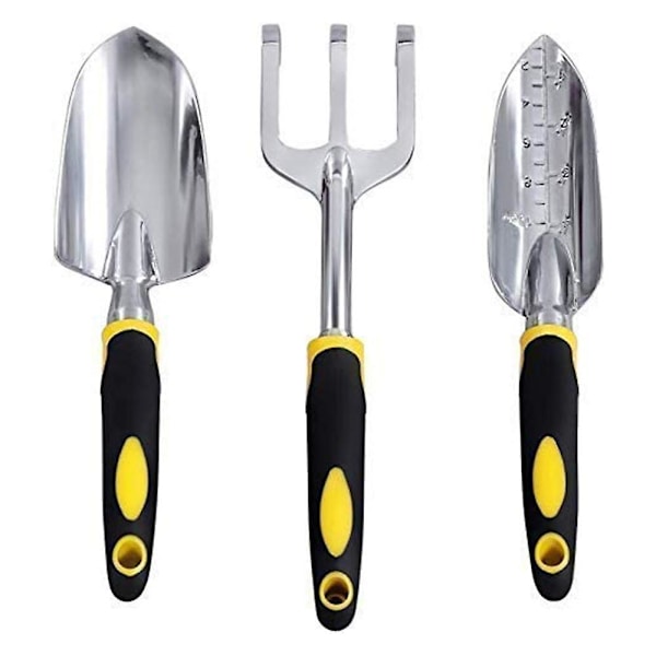 3 stk rive / spade / skala spade hage verktøy sett aluminium legering myk gummi sklisikker håndtak, for utgraving, løs jord ventilasjon, planting, luking