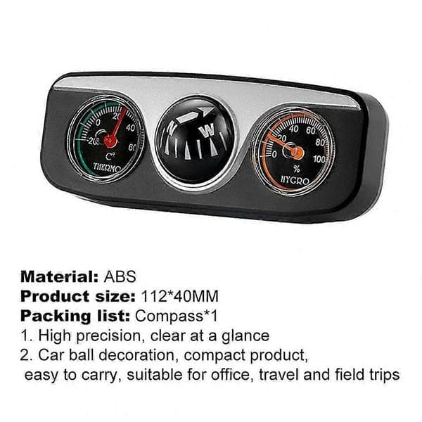 3 i 1 Instrumentbräda Termometer Hygrometer Kompass Bil Fordon Vandring Camping 2024THO