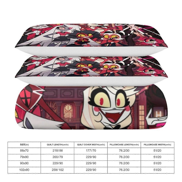 a1053 Hazbin Hotel 3-delt Sengesæt Blødt Varmt Og Behageligt Blødt Sengesæt med 1 Dynebetræk Og 2 Pudebetræk til Soveværelse jfr1053 240x260cm 94x102in