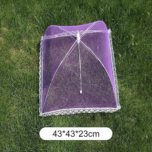 Sammenklappelig madnetdæksel fluenet anti-myg pop-up madnetdæksel paraply måltid grøntsag frugt åndbar dæksel køkken tilbehør 43cm purple