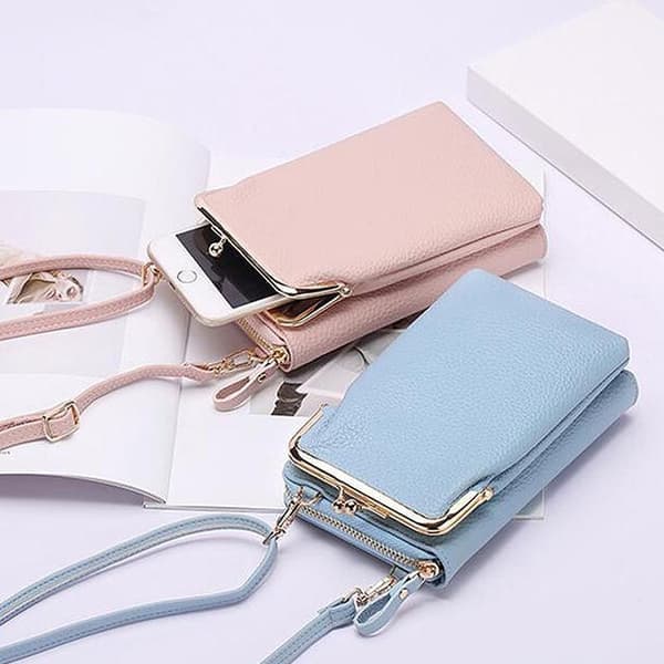 Mobile Bag with Shoulder Strap / Wallet - Choose Color - Perfect black