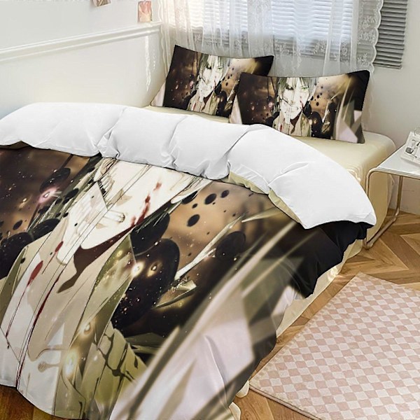 v1360 Attack On Titan Dynesett Tykkere Mykt 3-delt Sengesett Helårs Dynetrekk med 2 Putetrekk for Voksne Kvinner Jenter Tenåringer Hjem Rom Deco 135x200cm 53x78in