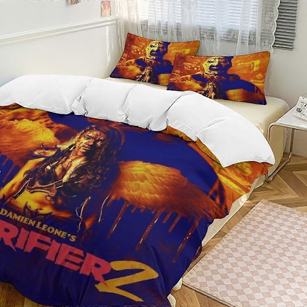 x393 Terrifier 3-delt sengesett Varmt og komfortabelt mykt dynetrekk sengesett med 1 dynetrekk og 2 putetrekk for soverom b393 135x200cm 53x78in