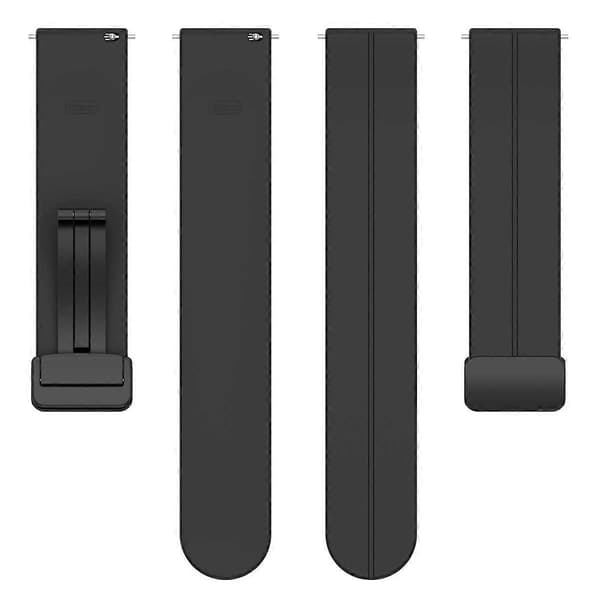 xDfind Fladhoved Rille Foldbar Sort Spænde Silikone Urrem Black 22mm