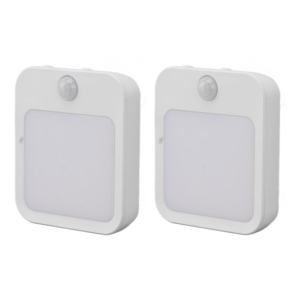2 pcs Plug-in Night Light with Motion Sensor Mini Warm White LED Night Light with Adjustable Brightness EU Plug 110-220V