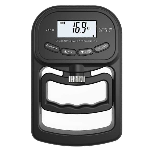 Hånddynamometer Grebsstyrketræner - Elektronisk Håndgrebsstyrketester Grebsforstærker 120 kg, Sort