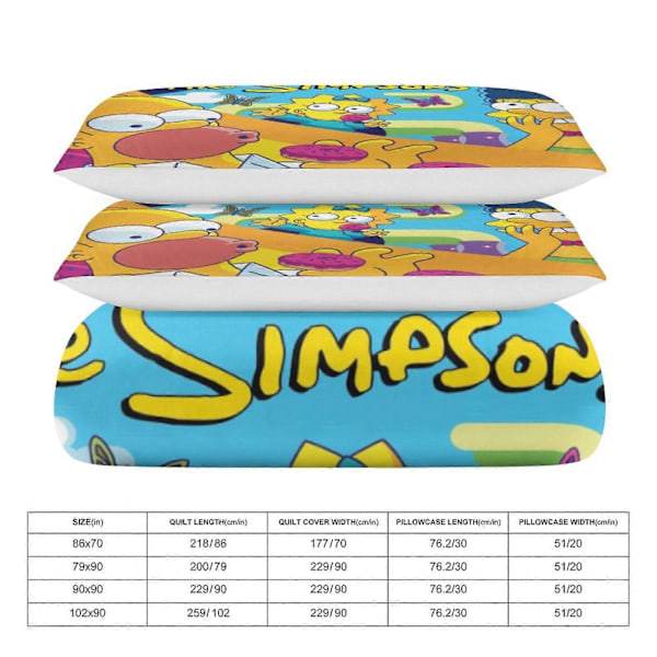 x80 The Simpsons 3-delt sengesett Varmt og komfortabelt mykt dynetrekk sengesett med 1 dynetrekk og 2 putetrekk for soverom b80 135x200cm 53x78in