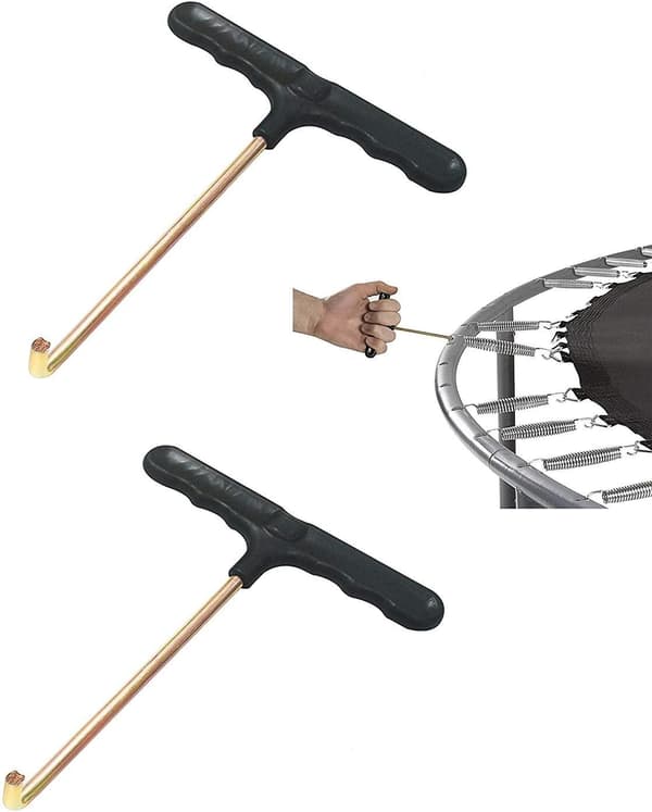 Trampoline Spring Pull Tool, T-Hook with Comfortable Handle for Easy Spring Installation, Durable Steel and Plastic Construction, 2-Pack