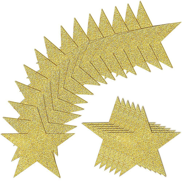 100 stk. Glitter Guld Femstjernede Udskæringer Papirstjerne Udskæringer Guld Stjerne Udskæringer Til Opslagstavle Stjerner Accenter