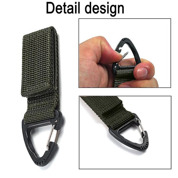 4 stk. Hengekarabinerkrok Nylon Vevbånd Trekant Spenne Stroppklips for Ryggsekk ArmyGreen