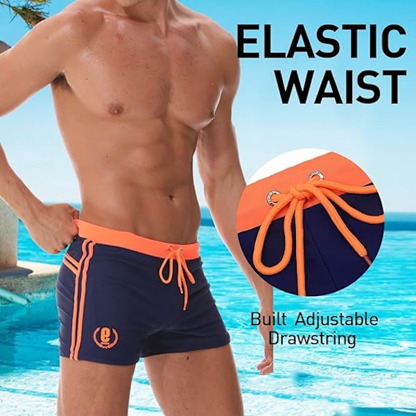 Herre Svømmebukser Shorts Sport Boxer Badetøy Boxers Underbukse Snøring Sommer Strand Board Shorts Elastisk Badedrakt Bunn M Orange