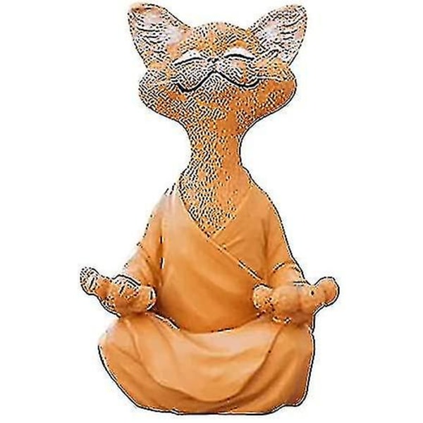 Kattfigur, Meditation Yoga Glad katt, Zen Cat Avslappnad Pose Skulptur För Hem Utomhus Gräsmatta Dekoration