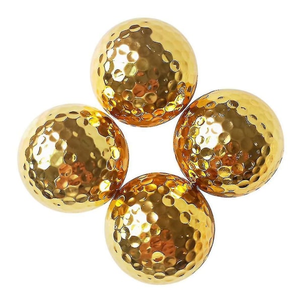 4,26 cm pläterade guld golfbollar för golfare inomhus utomhus svängputträning