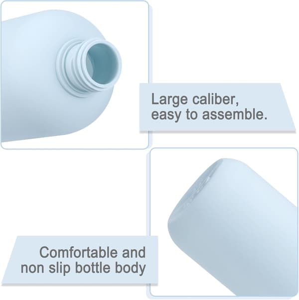 Set med 6 reseschampoflaskor, 200 ml påfyllningsbara reseflaskor för toalettartiklar, flexibla reseflaskor, tomma plastflaskor (ljusblå)