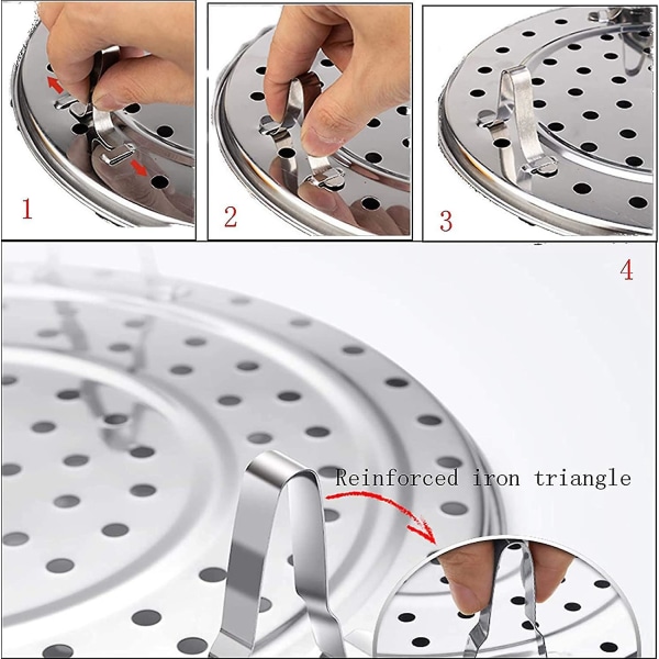 4 kpl pyöreä ruostumattomasta teräksestä valmistettu höyryteline painekattilaan, höyryteline 20/22/24/26 cm (3-h)