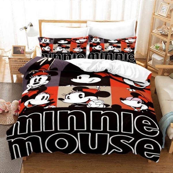 v4922 Sängkläder Mickey Minnie Mouse Barn Present Påslakanset Mjuk Super Sängkläder IU4922 135x200cm 53x78in