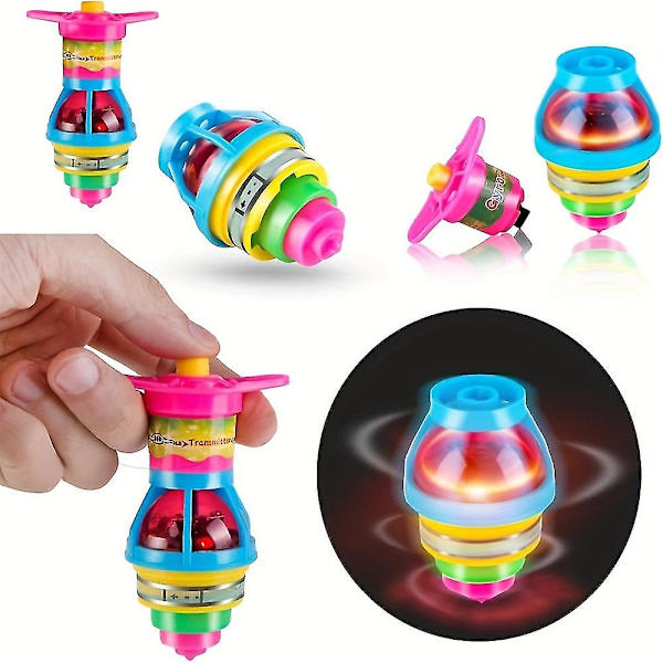 4-pack Gyro Light Up Spinner Tops - Snurrande lysande leksakspartygåva för pojkar och flickor - Födelsedagspresent till barn och roliga strumppresent