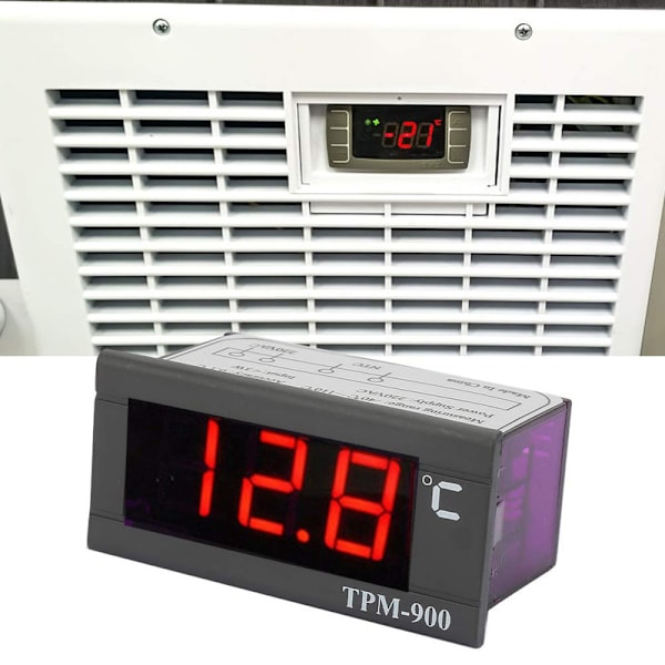 Tat Avec Sonde Tpm-900 220V Digital Temperaturregulator LED Panel Måler Med Sensor Tat Controllerp 900 Sort