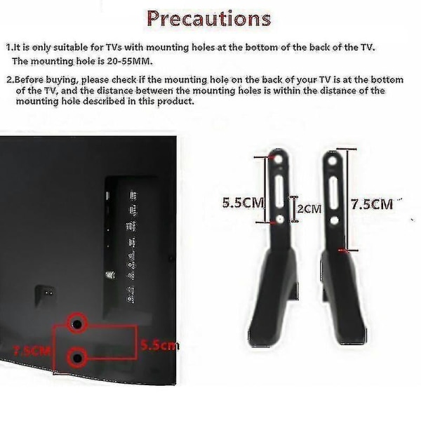 Universal tv-stativ base mount til 32-65 tommer Samsung Vizio Sony Lcd tv ikke til Lg tv sort tv-beslag bordholder 2stk