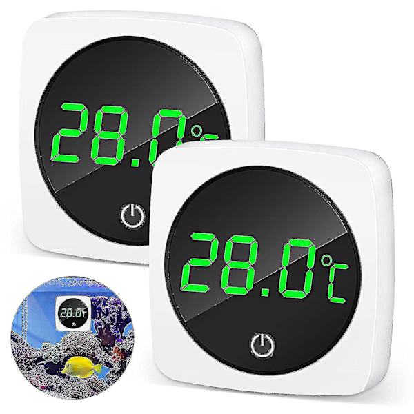 2 stk. Elektronisk Akvarie Termometer Mini Led Digital Termometer Vandtæt Digital Vand Termometer