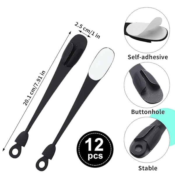 12 st sladdorganisatörer för hushållsapparater, självhäftande sladdhållare för köksapparater (svart, vit, grå) Blackwhitegrey