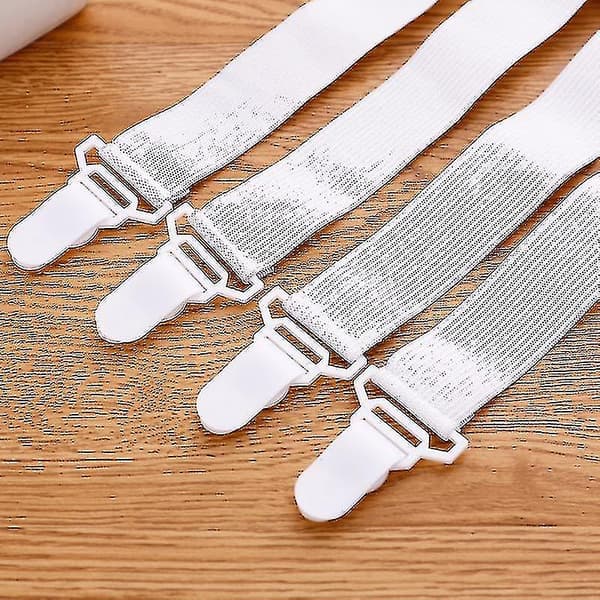 4-pack Nylon Elastiska Band Lakanhållare Starka Plastklämmor Fästen Säng