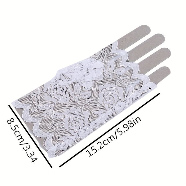 Blonder fingerløse hansker Uformelle elastiske blomsterhansker Kjørehansker Bryllupsdekorative hansker for kvinner black