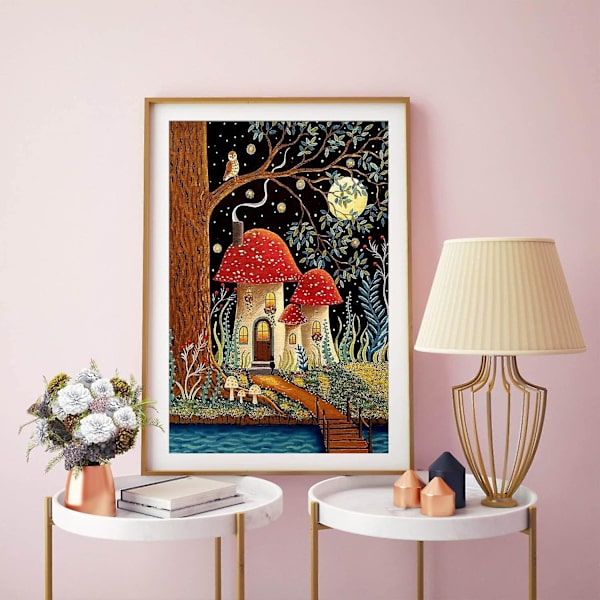 Mushroom Diamond Art Painting Kits For Adults, 5d Round Full Drill Diamond Dots Paintings For Beginners Mushroom