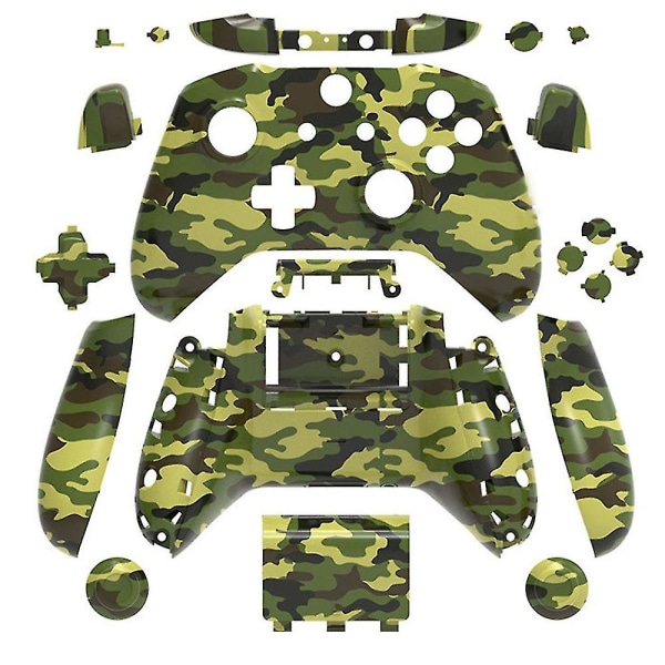 Komplett beskyttelsesdeksel erstatningsdeler kompatibel med Xbox One trådløs kontroller nøkkelendring Botao Green camouflage