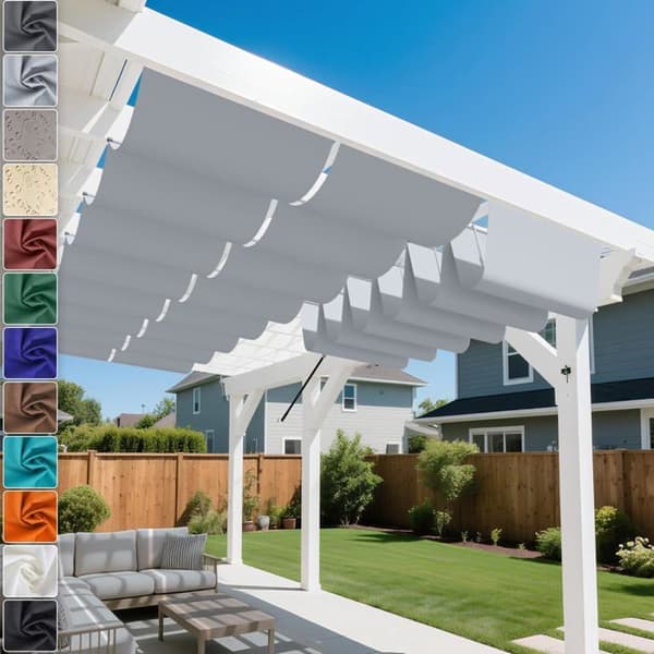 Retractable Sun Shade Sail with Eyelets, 2x4m, Wavy Canopy, Waterproof, 95% UV Protection, Durable 2 x 4 m 2 x 4 m Gris clair