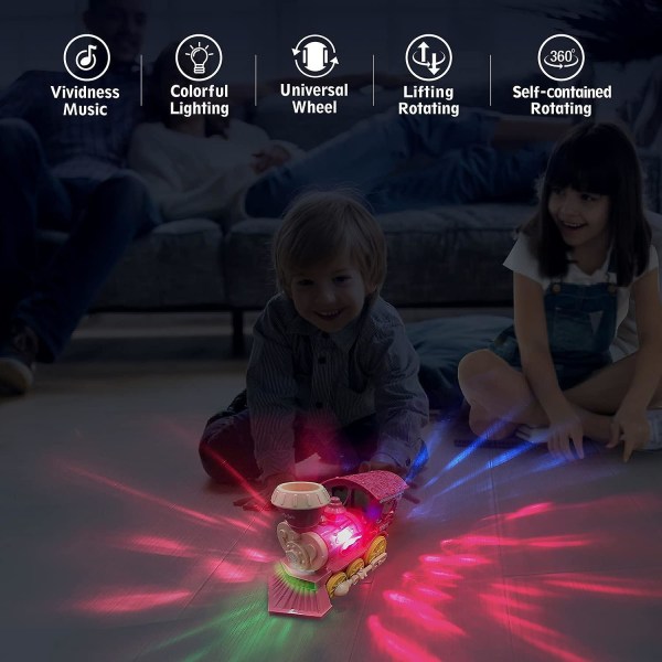 Baby Toy Trains, 360self-spinning Train Toys With Stunning 3d Lights And Music, Automatic Steering