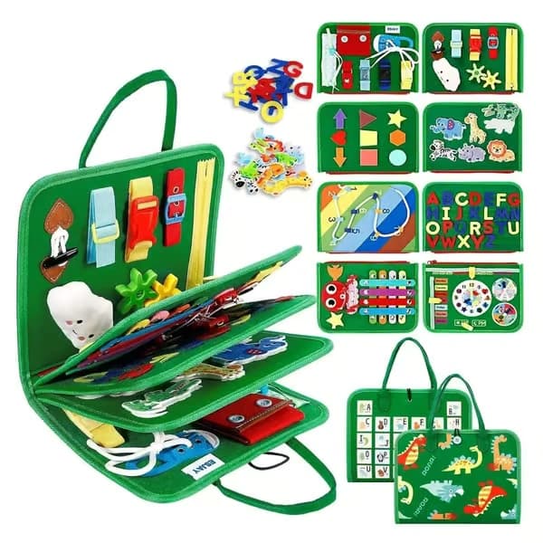 Montessori Aktivitetsbok for Barn - 8 sider - Grønn