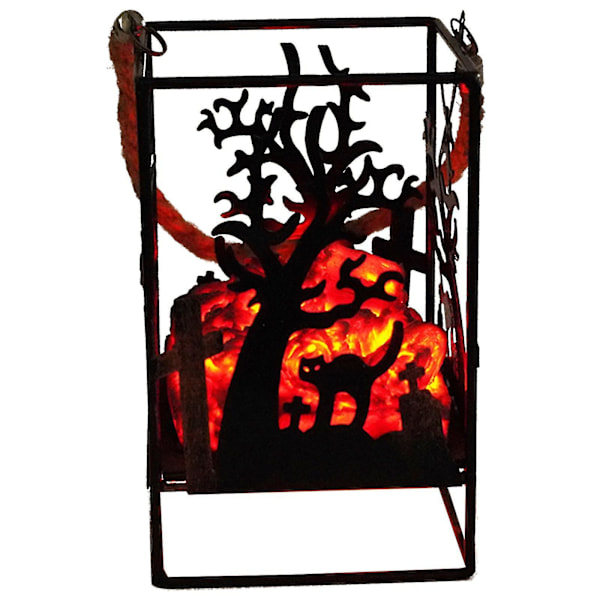 Iron Ornament Lantern Light Tree Hanging Halloween Ornaments Camping Decor Charcoal Flame Lamp kitty