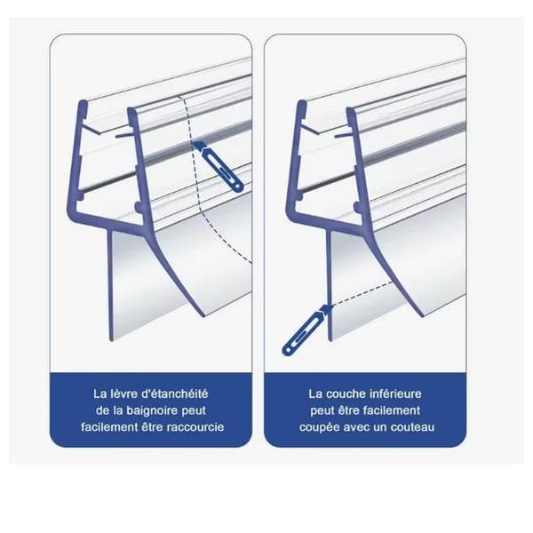 Bruseforsegling 40 cm til brusedøre Badeværelse PVC-forsegling Vandtæt beskyttelse til 4-6 mm glas 2 stk.