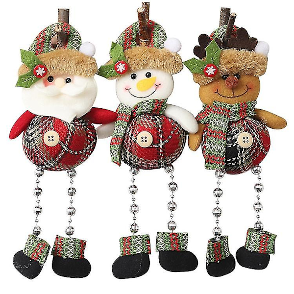 10 stk Julerutete Stoffperler Beinanheng Julerutevindudekorasjon Tegneserie Små Dukkepynt Snowman
