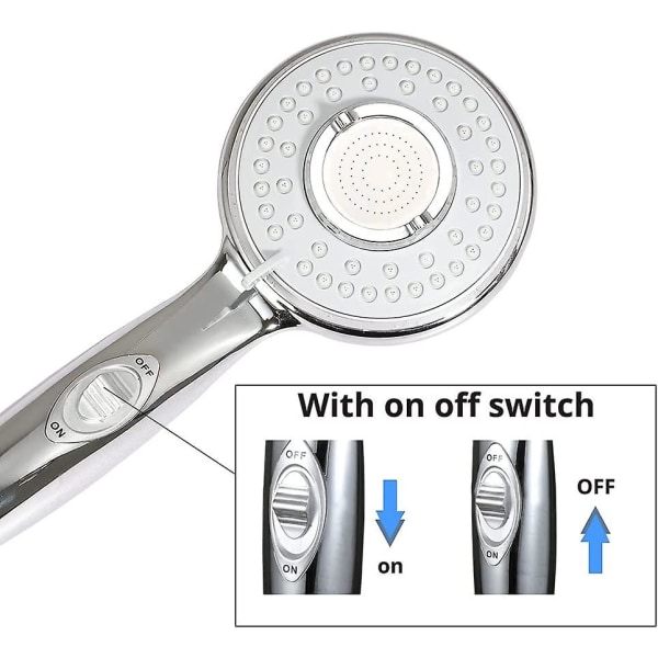 Dusjhode med slange (2m) Universal, Dusjhoder med på/av-bryter 5 moduser, Høytrykks selvrensede aldri tette, håndholdt dusjhode