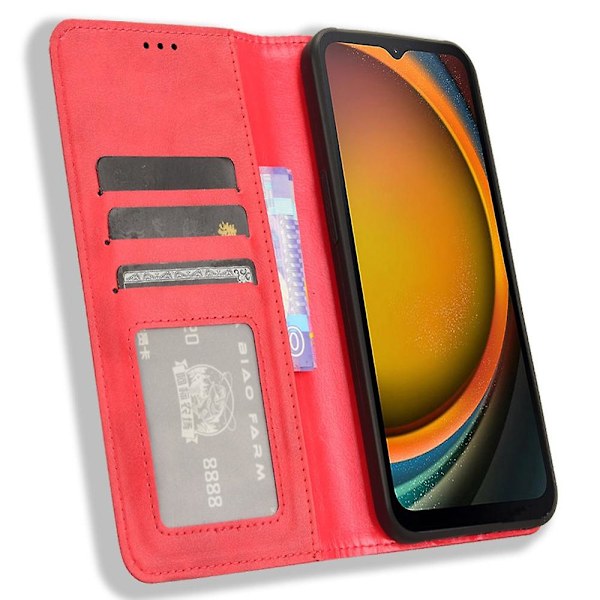 Plånboksfodral i PU-läder för Samsung Galaxy Xcover 7 - Stativ, Retro Design Red Style D Samsung Galaxy Xcover