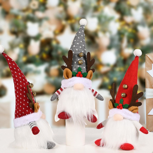 Ansigtsløse dukkegevirer Design dekorativt smagløs dværgdukkepynt med lys til jul White Dots