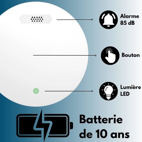 Tilsluttet røgdetektor - 10 års batteri - Wifi Brandalarm med Smart Life - 1 stk.